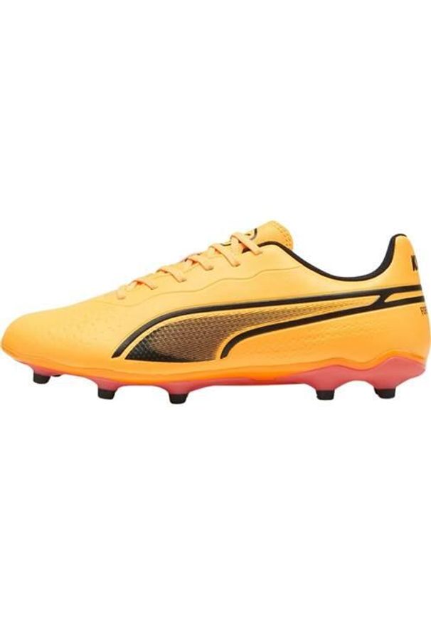 Buty piłkarskie męskie Puma King Match. Zapięcie: sznurówki. Kolor: czarny, pomarańczowy, wielokolorowy. Materiał: syntetyk, materiał. Szerokość cholewki: normalna. Sport: piłka nożna