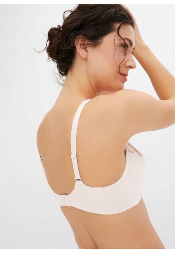 bonprix - Biustonosz na fiszbinach z wyściełanymi ramiączkami (2 szt.). Kolor: beżowy. Materiał: materiał. Rodzaj stanika: różne sposoby noszenia, wyściełane miseczki. Wzór: haft