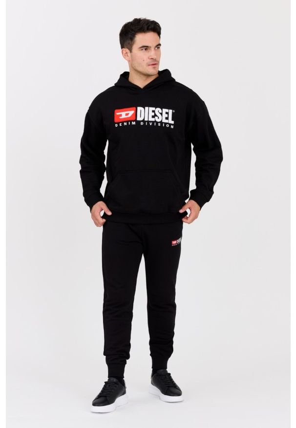 Diesel - DIESEL Czarna męska bluza z kapturem S-BOXT-HOOD-DIV, Rozmiar XL. Typ kołnierza: kaptur. Kolor: czarny. Materiał: bawełna, materiał, elastan