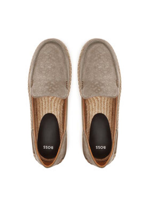 BOSS Espadryle Madeira Slon 50541781 Khaki. Kolor: brązowy. Materiał: skóra, zamsz