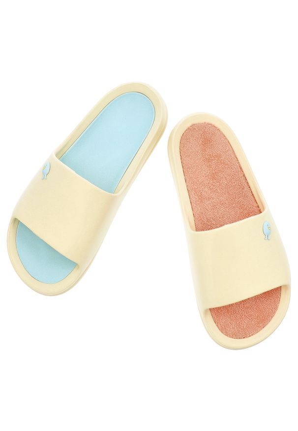 Hot Potatoes by Gioseppo - Żółte Klapki Damskie Hot Potatoes Z Wymienną Wkładką. Okazja: na spacer, do domu. Nosek buta: otwarty. Kolor: żółty. Styl: wakacyjny