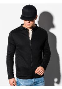 Ombre Clothing - Bluza męska rozpinana bez kaptura B1071 - czarna - XXL. Typ kołnierza: bez kaptura. Kolor: czarny. Materiał: poliester, bawełna #3