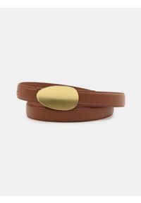 Sinsay - Pasek z imitacji skóry ze złotą klamrą - brązowy. Kolor: brązowy. Materiał: skóra #1