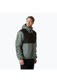 Kurtka przeciwdeszczowa męska Helly Hansen Ervik Ins Rain. Typ kołnierza: kaptur. Kolor: czarny, wielokolorowy, zielony. Sport: turystyka piesza #1
