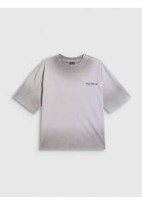 4f - 4F T-shirt loose z nadrukiem damski - szary S. Okazja: na co dzień. Kolor: szary. Materiał: materiał, bawełna, dzianina. Wzór: nadruk. Styl: klasyczny, casual #1