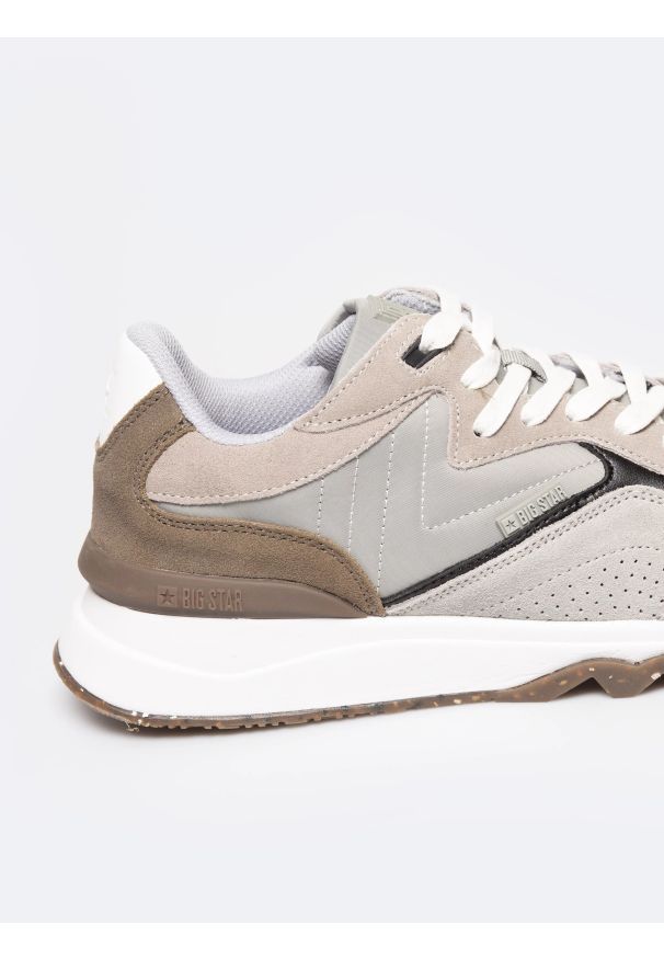Big-Star - Sneakersy męskie ze skóry naturalnej szare RR174429 901. Okazja: na co dzień. Kolor: szary. Materiał: skóra