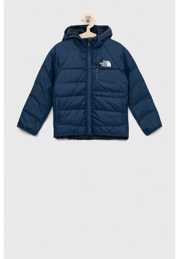 The North Face kurtka dwustronna dziecięca REVERSIBLE PERRITO JACKET kolor granatowy. Okazja: na co dzień. Typ kołnierza: kaptur. Kolor: niebieski. Materiał: włókno, materiał. Długość rękawa: raglanowy rękaw. Styl: casual