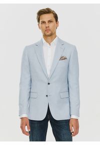 Pako Lorente - PAKO LORENTE – Niebieska marynarka męska. Okazja: na co dzień. Kolor: niebieski. Materiał: jeans. Wzór: gładki. Styl: sportowy, casual