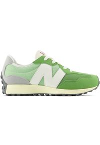 Buty dziecięce New Balance GS327RB – zielone. Okazja: na co dzień. Kolor: zielony. Materiał: guma, materiał, syntetyk. Szerokość cholewki: normalna