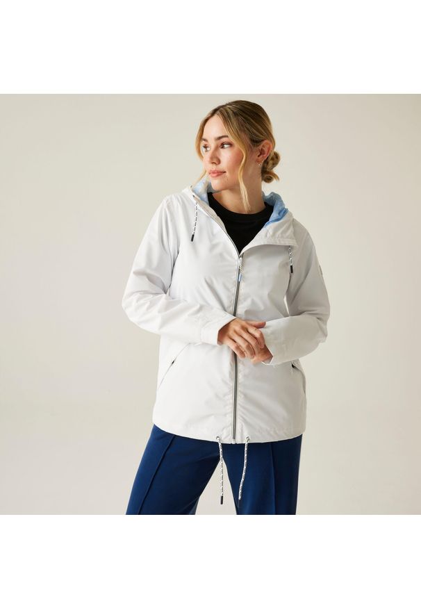 Regatta - Kurtka turystyczna przeciwdeszczowa damska Bayletta wodoodporna. Kolor: biały. Sport: turystyka piesza