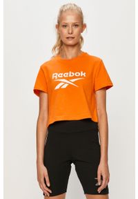 Reebok Classic - T-shirt. Kolor: pomarańczowy. Materiał: bawełna, materiał, dzianina, elastan. Wzór: nadruk. Styl: sportowy #1