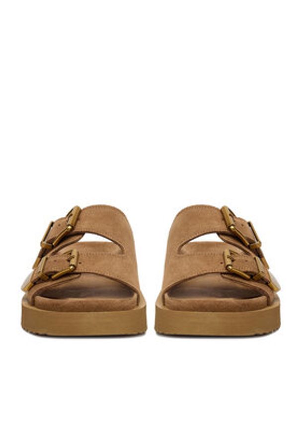 Badura Klapki CYCLAMEN-80033-25 Beżowy. Kolor: beżowy. Materiał: zamsz, skóra