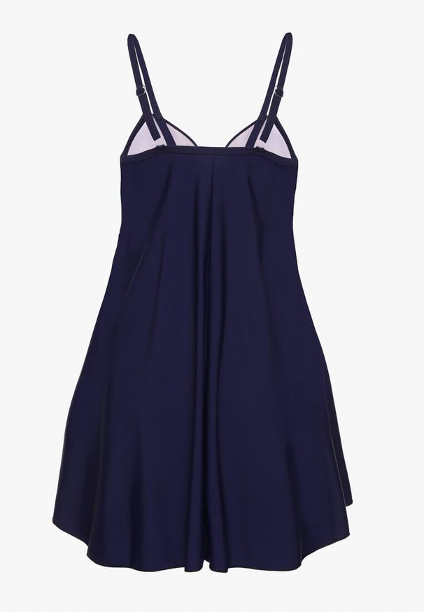 Born2be - Granatowe Bikini Top o Rozkloszowanym Kroju i Majtki Figi ze Ściągaczem Folarune. Kolekcja: plus size. Kolor: niebieski