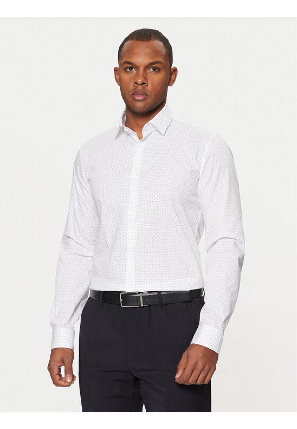 Calvin Klein Koszula K10K113846 Biały Slim Fit. Kolor: biały. Materiał: bawełna