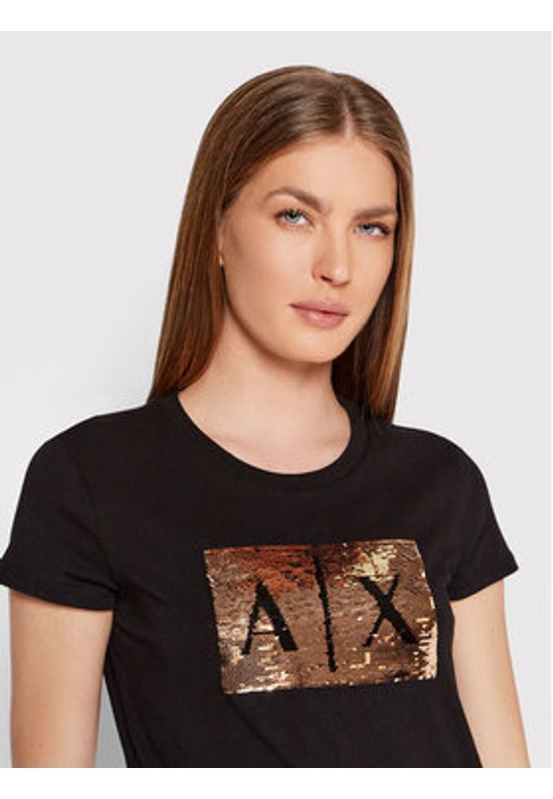 Armani Exchange T-Shirt 8NYTDL YJ73Z 6231 Czarny Slim Fit. Kolor: czarny. Materiał: bawełna