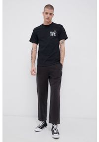HUF T-shirt bawełniany kolor czarny z nadrukiem. Okazja: na co dzień. Kolor: czarny. Materiał: bawełna. Wzór: nadruk. Styl: casual #3