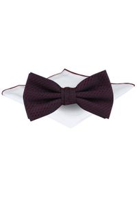 Mucha Męska z Poszetką - Chattier - Bordowa, Mikrowzór. Kolor: czerwony. Styl: elegancki, sportowy #1