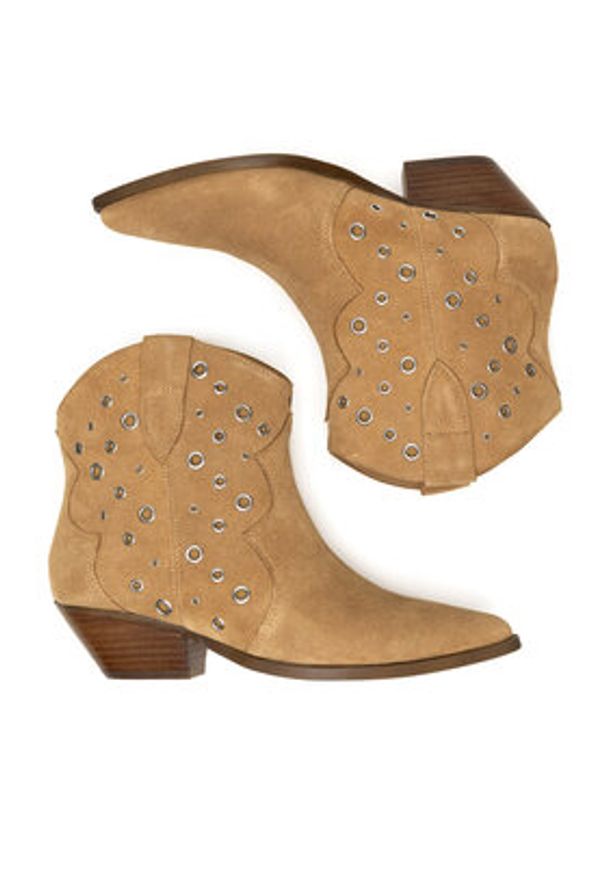 Badura Kowbojki ORCHID-V365-C-191-1 Beżowy. Kolor: beżowy. Materiał: zamsz, skóra