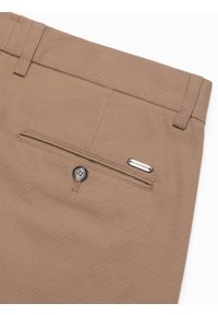 Ombre Clothing - Spodnie męskie chino SLIM FIT - jasnobrązowe V2 - Rozmiar: L. Kolor: brązowy. Materiał: bawełna #6