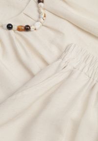 Renee - Beżowy Rustykalny Komplet z Lnem i Wiskozą Spódnica i Bluzka-Nietoperz Lilinney. Kolor: beżowy. Materiał: wiskoza, len #5