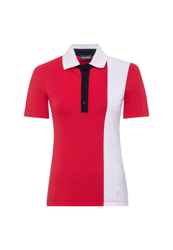 GOLFINO - Damska koszulka polo Golfino Classic tricolore. Typ kołnierza: polo. Kolor: czerwony. Wzór: kolorowy. Styl: sportowy