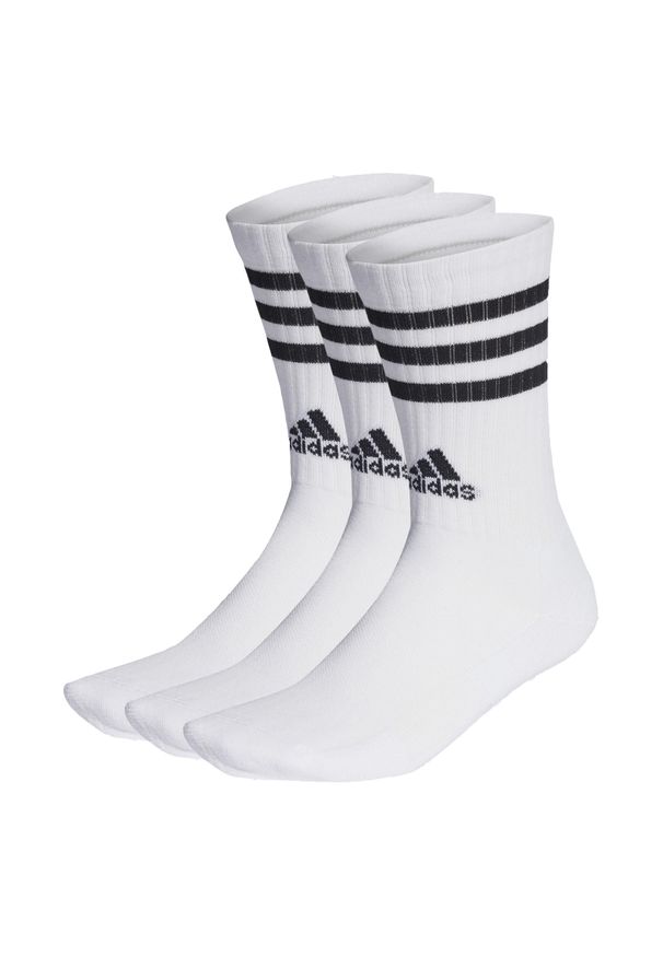 Adidas - 3-Stripes Cushioned Crew Socks 3 Pairs. Kolor: czarny, wielokolorowy, biały. Materiał: materiał. Sport: turystyka piesza