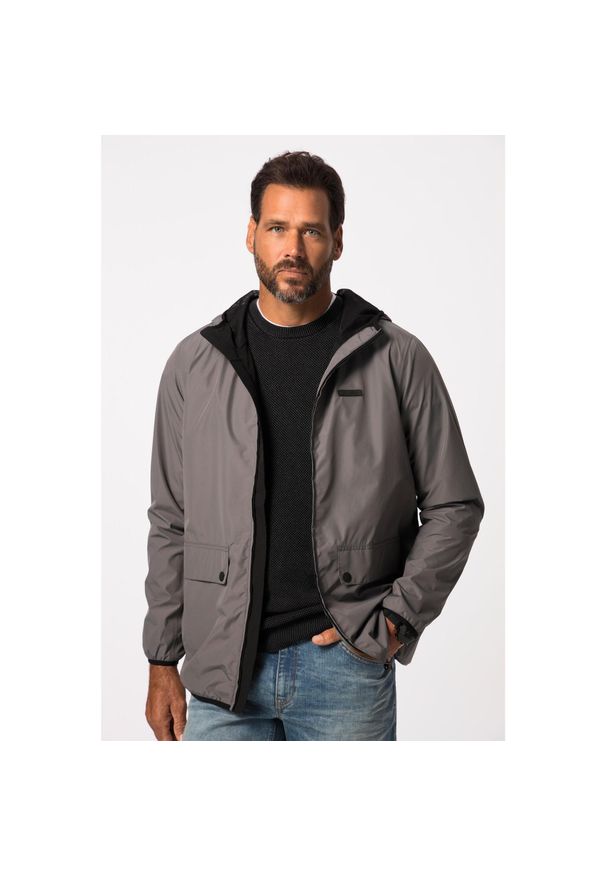 JAY-PI - Męska Kurtka w pełni funkcyjna kurtka przeciwdeszczowa hydrofobowa. Kolekcja: plus size. Kolor: szary. Materiał: poliester, materiał. Sport: turystyka piesza