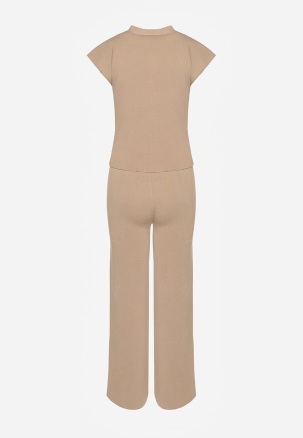 Renee - Beżowy Komplet Kamizelka i Spodnie Regular Annavie. Kolor: beżowy. Materiał: materiał