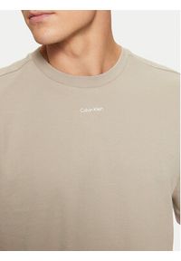 Calvin Klein T-Shirt Nano Logo Interlock T-Shirt K10K112487 Beżowy Regular Fit. Kolor: beżowy. Materiał: bawełna #5