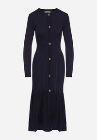 Born2be - Niebieska Taliowana Sukienka z Wiskozą z Guzikami i Rozkloszowanym Dołem Faratila. Okazja: na co dzień. Kolor: niebieski. Materiał: wiskoza. Styl: elegancki, casual, klasyczny #3
