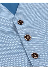 Ombre Clothing - Kamizelka męska V45 - błękitna - XL. Typ kołnierza: dekolt w serek. Kolor: niebieski. Materiał: wiskoza, bawełna, elastan, tkanina, poliester. Wzór: gładki, aplikacja #4