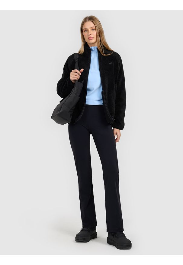 4f - 4F Polar ze stójką oversize damski - czarny M. Typ kołnierza: kołnierzyk stójkowy. Kolekcja: plus size. Kolor: czarny. Materiał: polar. Sezon: zima