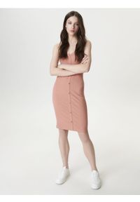 Sinsay - Sukienka mini dzianinowa - pomarańczowy. Kolor: pomarańczowy. Materiał: dzianina. Długość: mini