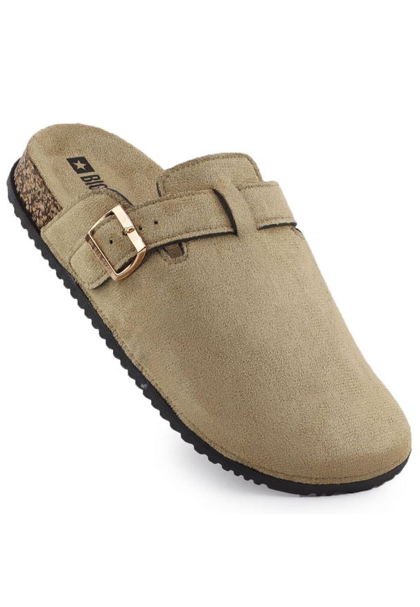 Big-Star - Klapki damskie zabudowane zamszowe beżowe Big Star SS274738. Okazja: na plażę, na co dzień. Kolor: beżowy. Materiał: zamsz, nubuk. Styl: casual