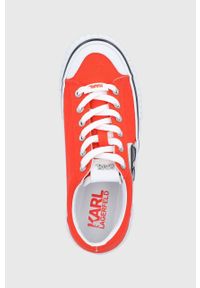Karl Lagerfeld Tenisówki damskie kolor pomarańczowy. Nosek buta: okrągły. Zapięcie: sznurówki. Kolor: pomarańczowy. Materiał: guma #5