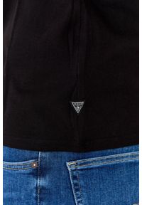 Guess - GUESS Czarny bawełniany męski T-shirt slim fit, Rozmiar M. Kolor: czarny. Materiał: bawełna. Wzór: aplikacja #6