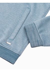 Ombre Clothing - Bluza męska rozpinana z dzianiny strukturalnej B1214 - niebieska - XXL. Okazja: na co dzień. Typ kołnierza: kołnierzyk stójkowy. Kolor: niebieski. Materiał: dzianina. Styl: casual #5