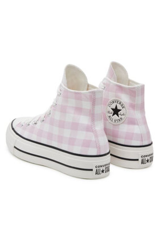 Converse Trampki Chuck Taylor All Star Lift Platform Gingham A13663C Różowy. Kolor: różowy. Materiał: materiał. Obcas: na platformie