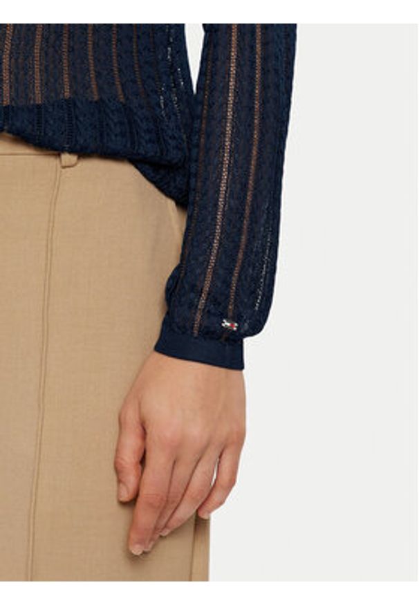 TOMMY HILFIGER - Tommy Hilfiger Sweter WW0WW44454 Granatowy Slim Fit. Kolor: niebieski. Materiał: wiskoza