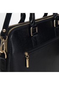 Wittchen - Damska torba na laptopa 13’’ skórzana klasyczna. Kolor: wielokolorowy, czarny, złoty. Materiał: skóra. Wzór: aplikacja, haft. Styl: klasyczny #2