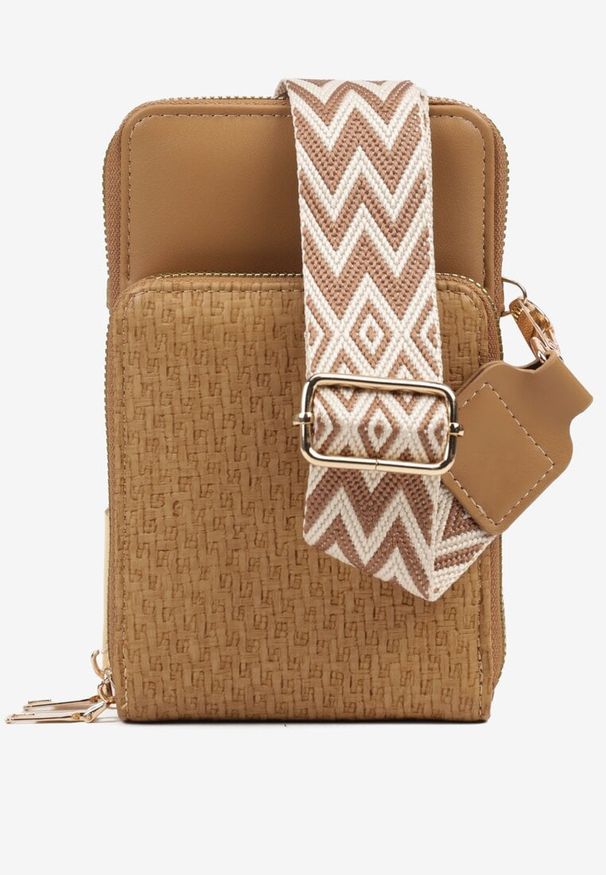 Renee - Ciemnobeżowa Dwukomorowa Torebka w Stylu Etui Virseki. Kolor: beżowy. Styl: biznesowy, klasyczny, elegancki, casual
