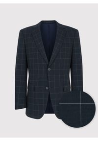 Pako Lorente - PAKO LORENTE – Granatowa marynarka garniturowa w kratę. Kolor: niebieski. Materiał: poliester, wiskoza, elastan. Wzór: kratka. Styl: klasyczny #6