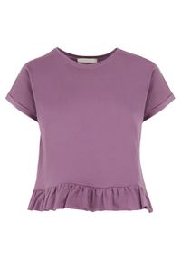 Born2be - Fioletowy T-shirt Panereia. Okazja: na co dzień. Kolor: fioletowy. Materiał: bawełna, dzianina. Długość: krótkie. Wzór: gładki. Styl: casual #6