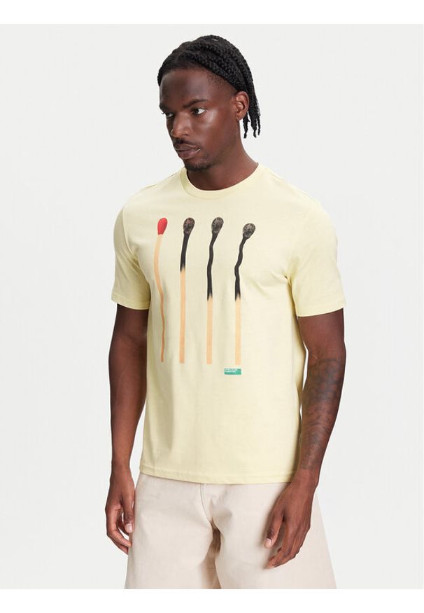 United Colors of Benetton - United Colors Of Benetton T-Shirt 3BL0U10AG Beżowy Relaxed Fit. Kolor: beżowy. Materiał: bawełna