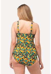ULLA POPKEN - Damskie Tankini abstrakcyjny nadruk miękkie miseczki z recyklingu. Kolekcja: plus size. Kolor: czarny. Materiał: elastan, poliamid, materiał. Wzór: nadruk