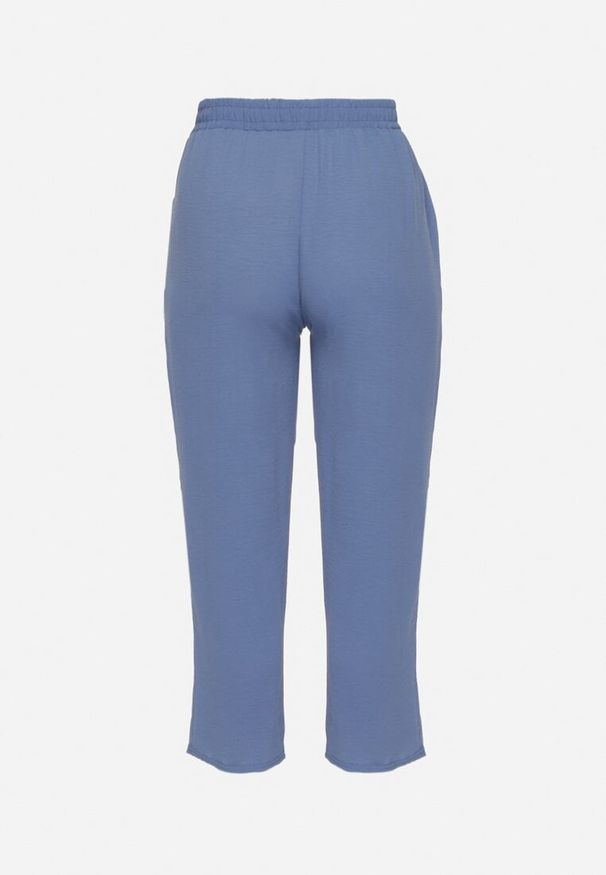 Born2be - Niebieskie Szerokie Spodnie z Bawełną i Wysokim Stanem Naitte. Okazja: na co dzień. Stan: podwyższony. Kolor: niebieski. Materiał: bawełna. Styl: casual, elegancki