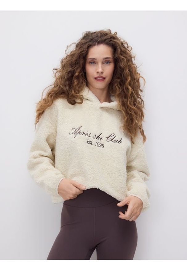 Reserved - Bluza ze sztucznego baranka - złamana biel