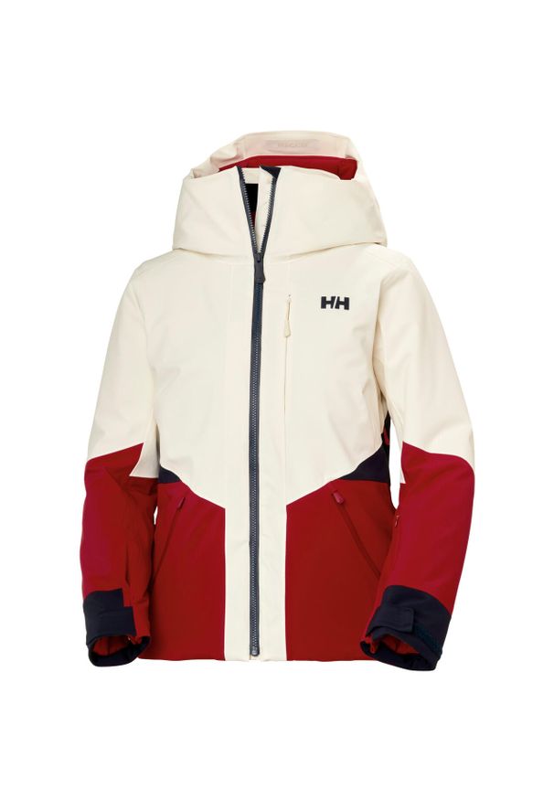 Damska kurtka narciarska z kapturem Helly Hansen Kvitfjell Race Ins. Typ kołnierza: kaptur. Kolor: biały, beżowy, wielokolorowy. Sezon: zima. Sport: narciarstwo
