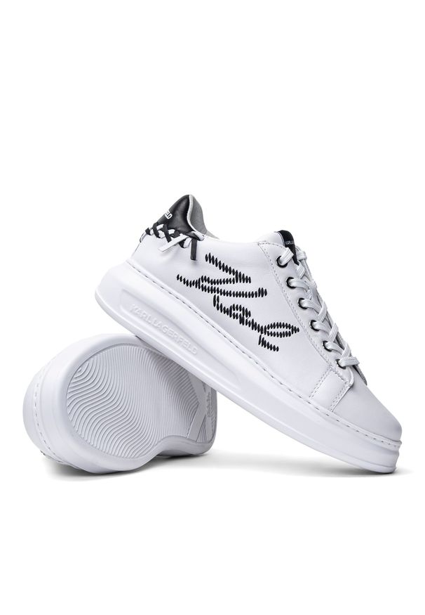 Sneakersy damskie białe Karl Lagerfeld Kapri Whistitch Lo Lace. Okazja: do pracy, na spacer, na co dzień. Kolor: biały. Sport: turystyka piesza