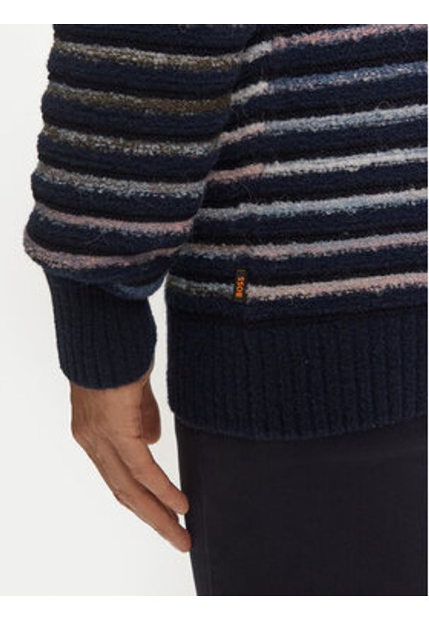 BOSS - Boss Sweter 50523580 Granatowy Regular Fit. Kolor: niebieski. Materiał: syntetyk, wełna